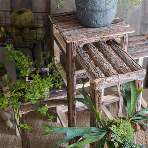 掬涵原木折叠收放花架松木伸缩置物架多层次装饰摆件花园阳台复古