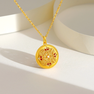 丁香儿初羽黄金足金999吊坠单独镶嵌红宝石珍珠小挂坠女精致项链