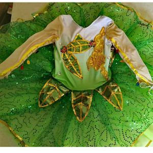 六一儿童演出服装女少儿舞蹈春晓小草表演服茉莉花合唱服绿色纱裙