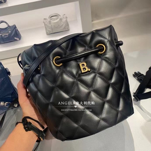 法国balenciaga巴黎世家菱格纹水桶包字母b单肩斜跨女包