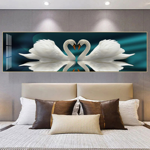 卧室装饰画夫妻主卧床头酒店挂画轻奢婚房新房背景墙温馨天鹅壁画