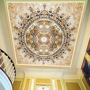 009人付款淘宝藏式八宝吊顶墙纸佛堂天花板壁画藏族特色酒店大厅会客