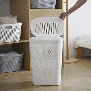 家用收纳脏衣篮北欧塑料日式脏衣桶带盖分类收纳筐ins居家脏衣篓
