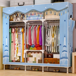 小媳妇布衣柜简易衣柜牛津布艺衣柜25mm钢管加粗加固双人大号钢架