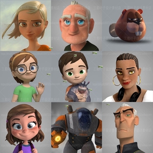 maya欧美卡通动漫角色3d模型 rig绑定人物怪物机甲动画cg素材9213