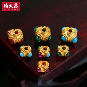 lanya兰雅珠宝旗舰店天猫古法黄金隔珠蜻蜓眼足金手链手串配件转运