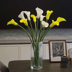白色大号马蹄莲仿真花摆件手感高档轻奢假花客厅餐桌摆设装饰花