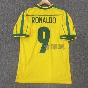 98世界杯巴西球衣9号罗纳尔多国家队足球服套装尼瓦尔多短袖队服