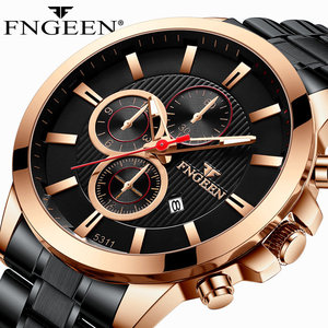 fngeen运动手表休闲男表防水石英表多功能夜光男蓝色跨境手表