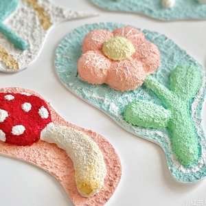 建筑烟灰缸丙烯石英砂画画沙画沙子石英沙画画纯白色肌理造景