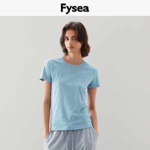 Fysea Bascis40支精梳棉圆领纯棉修身款短袖女士睡衣T恤夏季