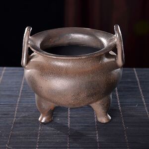 三鼎小熏香炉茶具铸铁日本南部香道生铁炉插香炉