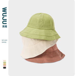 圆顶素颜神器渔夫帽女夏季薄款绿色韩版日系盆帽遮阳防晒太阳帽子