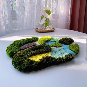 苔藓地毯diy网格布地毯绣段段绣网布专用材料包手工毛线编织地垫