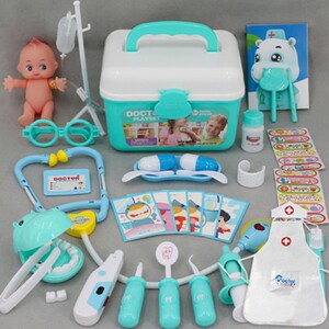 护士女孩迷你男儿童医生箱y女童娃娃医打屁股玩具针扮演.