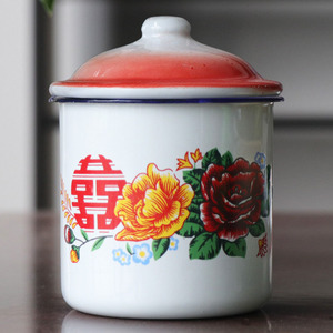 老式怀旧铁茶缸子带盖搪瓷缸大容量学生家用经典马克杯复古水杯子