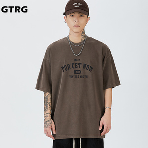 GTRG短袖夏季新款简约纯色宽松重磅260克32支双炒精棉T恤男