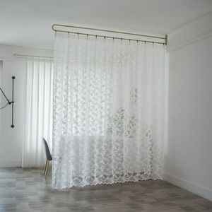 隔断纱幔美容院铁艺小u形帘杆养生馆理疗美容透光不透人纱帘围帘