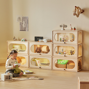 咚哒全实木自由组合书柜手办玩具模型展示柜收纳柜储物透明收藏柜