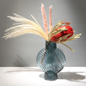 新品创意螺旋纹玻璃花瓶摆件可水培插花花器客厅样板间餐桌装饰品