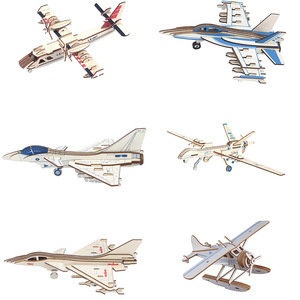 木质拼装飞机模型3d立体拼图儿童积木航空仿真歼20摆件16战斗机