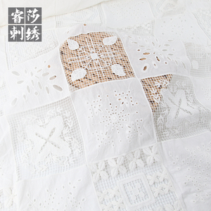 睿莎原创 白色棉布刺绣面料 高定系列 水溶打孔布料 服装绣花布