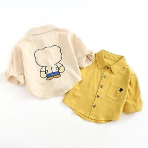 韩系宝宝卡通秋季衬衫0-1-2-3-4岁男童休闲衬衣 婴儿纯棉秋装开衫
