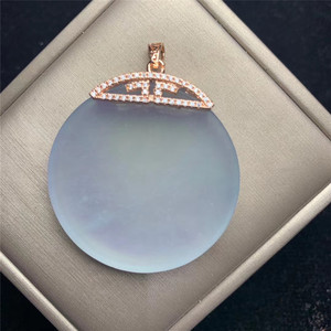 一元拍卖天然缅甸老坑a货翡翠平安无事牌吊坠白冰种玉石牌子挂件