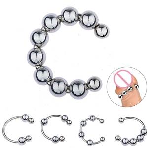 金属男用根部可拆卸开口形锁精环阴茎珠子公鸡铁珠入珠球可调节