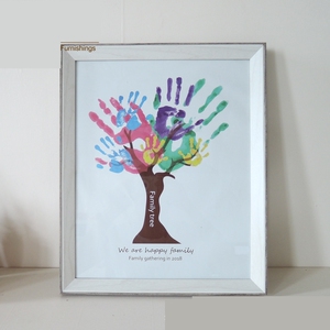 印手印相框情侣diy油画纪念家庭新款全家福手膜手掌彩色涂鸦亲子