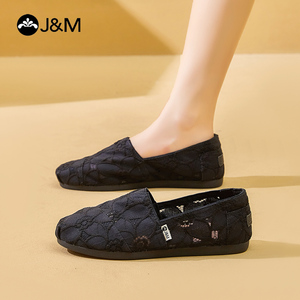 J＆M/快乐玛丽布鞋女款2023夏季新款镂空软底舒适轻便一脚蹬单鞋