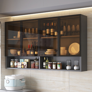 玻璃厨房吊柜墙壁柜墙上储物柜阳台壁橱浴室卫生间实木挂墙置物柜