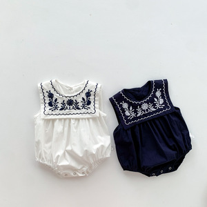 婴儿衣服夏季薄款无袖背心包屁衣哈衣0-3-6-9个月1岁女宝宝连体衣