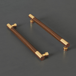 大门拉手纯铜门把手黑胡桃原木实木长拉手钢化有无框玻璃门大拉手