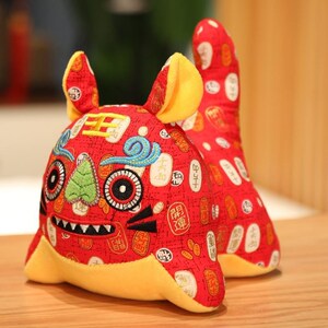 小老虎刺绣中国风花布虎布老虎玩偶传统工艺民间布偶公仔娃娃喜庆