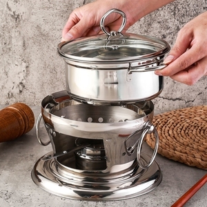 酒精炉子小火锅不锈钢餐厅家用宿舍泡面锅商用饭店酒精锅干锅炉