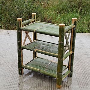 复古编织架子竹子架竹鞋架竹书架简易置物架多层花架农庄架茶水架