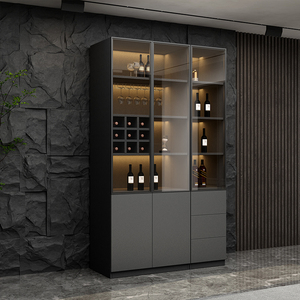 酒柜靠墙客厅现代简约2021新款一体户型餐边柜轻奢高档定制展示柜