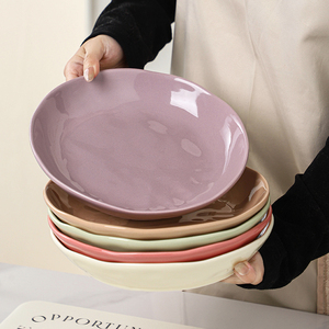 多巴胺盘子陶瓷家用餐盘高颜值2024新款餐具8英寸深盘菜盘圆盘