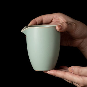 丰陶张生天青色汝窑公道杯茶具分茶器陶瓷汝瓷分茶杯茶道配件可开
