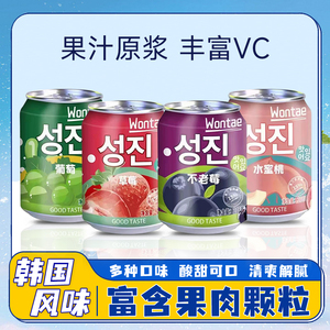 wontae韩国风味果味饮料 果汁葡萄汁草莓水蜜桃果肉果粒网红饮品