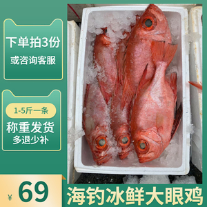 海钓冰鲜刺身级别大眼鸡鱼新鲜海鱼红目鳞大眼鱼海鲜红目良大目