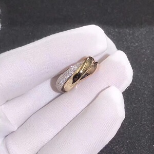 cartier卡地亚三环戒指18k金镶满钻三色宽窄男女款戒指手镯项链