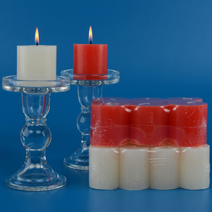 象牙白色圆柱形加粗短家用照明小红蜡烛台无烟味装饰餐厅浪漫摆件