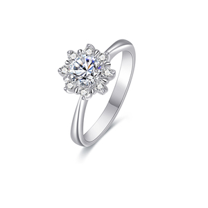 超钻雪花18k白钻石群镶圆形克拉戒指 结婚gia国际证书igi国检ngtc