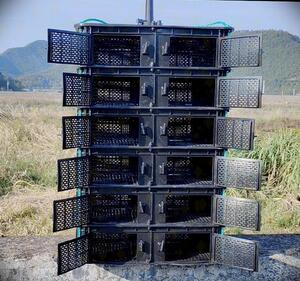 新品养殖笼防f水梭子虾透气海蟹养蟹新型海咬养殖箱青蟹淡水蟹.