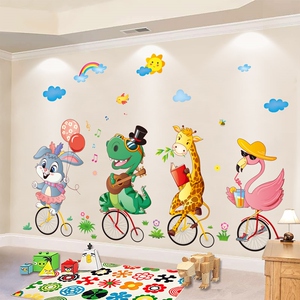 古唯美可爱动物墙画儿童房大图案自粘墙纸墙面装饰卡通墙贴纸贴画