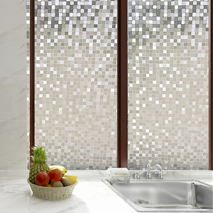 马赛克玻璃贴纸静电窗户贴膜格子客厅阳j台推拉门浴室透光窗花装m