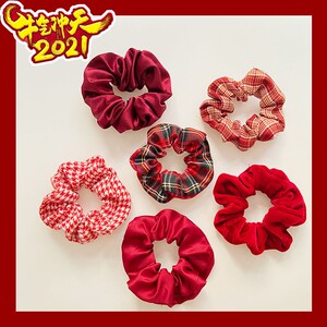 酒红色大肠发圈新年肥肠女网红本命年幸运扎头皮筋头绳可爱少女心