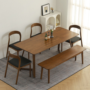轻奢实木V腿长餐桌融合客餐厅多人桌椅凳咖啡会客洽谈休闲区桌子